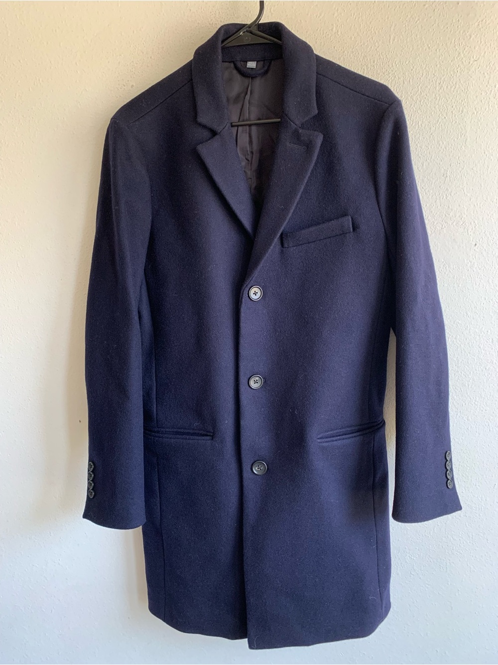 Bonobos Navy Blue Wool Trench Peacoat Size 38R Slim Fit Men’s